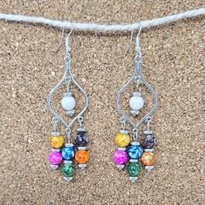 Vibrant Multicolor Beaded Dangle Earrings